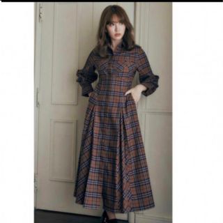 ハーリップトゥ(Her lip to)のCheckered Pleats Long Shirt Dress(ロングワンピース/マキシワンピース)