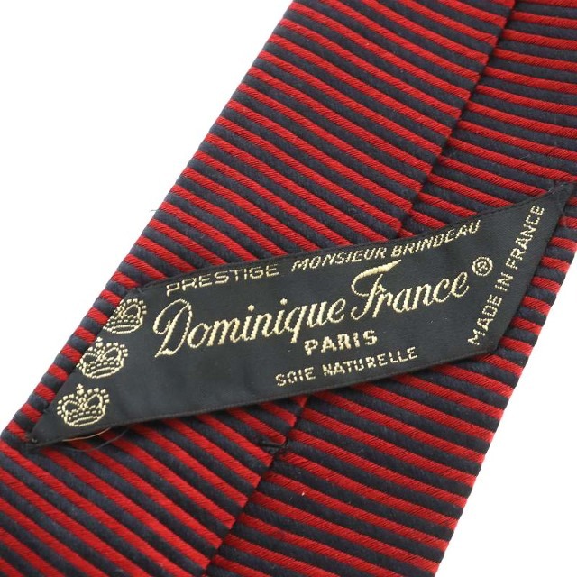Dominque France レギュラータイ ネクタイ ボーダー 絹 黒 赤