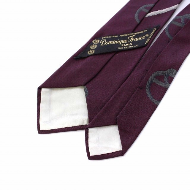 ドミニクフランス Dominique France ネクタイ 刺繍 絹 ボルドー