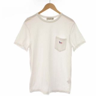 メゾンキツネ(MAISON KITSUNE')のメゾンキツネ Tシャツ カットソー プルオーバー トリコロール 半袖 S 白(Tシャツ/カットソー(半袖/袖なし))