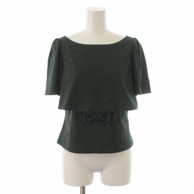 M'S GRACY(エムズグレイシー)のエムズグレイシー カットソー Tシャツ リボン フリル 半袖 38 緑 グリーン レディースのトップス(カットソー(半袖/袖なし))の商品写真