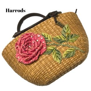 ハロッズ(Harrods)のHarrods ハロッズ花カゴトートバッグ(かごバッグ/ストローバッグ)