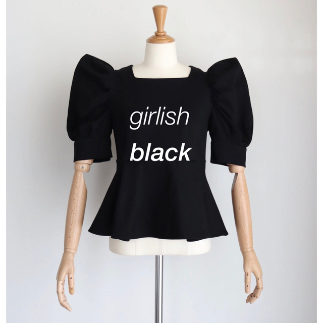 新品未使用タグ付き　girlish クリオネカットソー ブラック　綿100