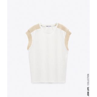 ザラ(ZARA)のZARA ザラ　コントラストT Tシャツ　異素材　H&M(カットソー(半袖/袖なし))