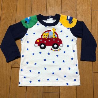 ミキハウス(mikihouse)のミキハウス　クルマアップリケ　星柄　ロンT  80cm(Ｔシャツ)