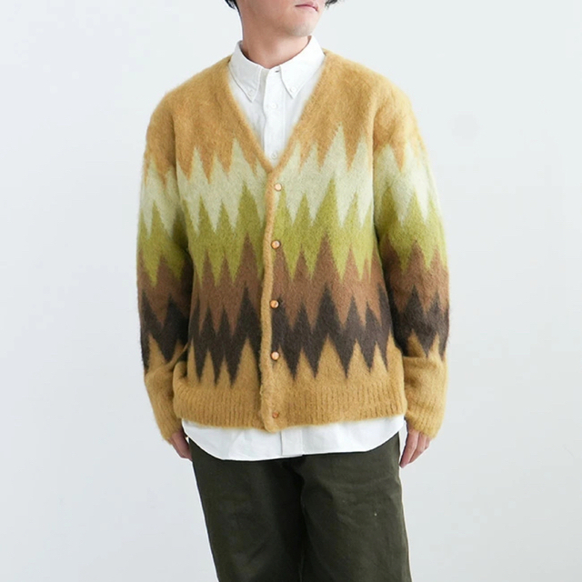Needles Mohair Cardigan-Zigzag-Taupe M 【楽天スーパーセール