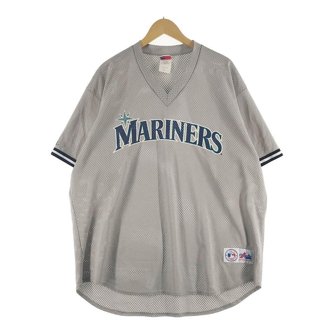 マジェスティック majestic MLB SEATTLE MARINERS シアトルマリナーズ メッシュ ゲームシャツ ベースボールシャツ USA製 メンズXXL /eaa324916