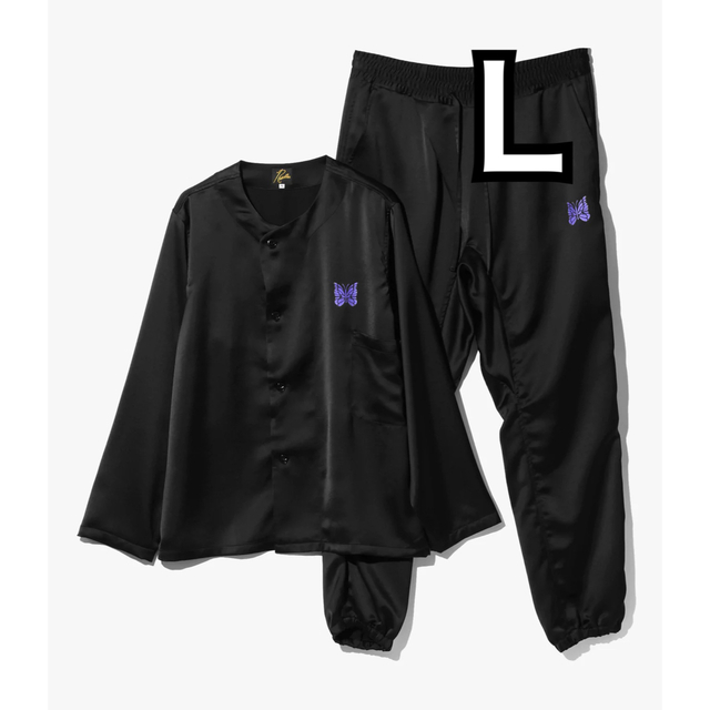 Needles Pajama Set Poly Sateen BLACK L 新規購入 49.0%割引 2435.co.jp