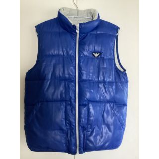 アルマーニ ジュニア(ARMANI JUNIOR)のアルマーニジュニアのブルー×グレー リバーシブルダウンベスト 160(ジャケット/上着)