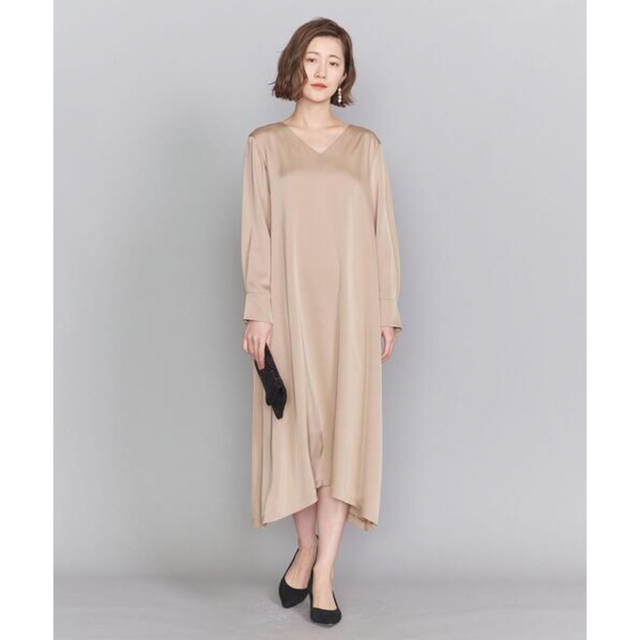 BEAUTY&YOUTH UNITED ARROWS - サテンAラインドレス ワンピース BEAUTY&YOUTH UNITED ARROWS - サテンAラインドレス ワンピース