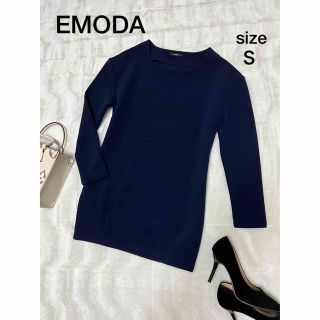 エモダ(EMODA)のEMODA エモダ　ワンピース　美品 紺ネイビー S 長袖きれいめワンピ(ミニワンピース)