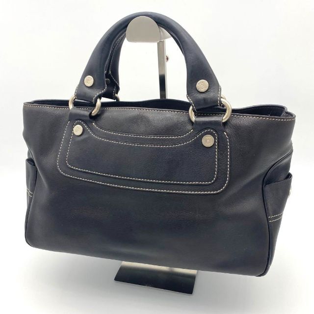 美品】CELINE セリーヌ ブギーバッグ レザー ハンドバッグ ブラック 黒
