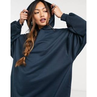 エイソス(asos)の完売品【新品未着用】 asos フーディワンピース　パーカーワンピース　紺(パーカー)