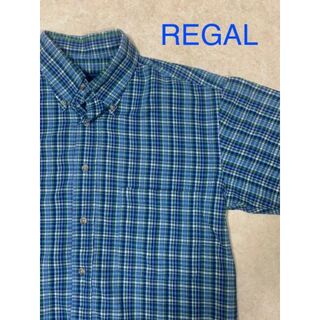 リーガル(REGAL)のREGAL  チェックコットンシャツ　ボタンダウン　半袖　M(シャツ)