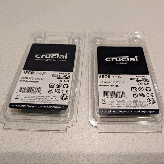 crucial メモリ 8GB x2 1