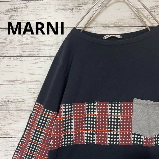 Marni(マルニ)のMARNI ポケット付きロンT ドット柄 切替 個性的 個性派 お洒落 人気 メンズのトップス(Tシャツ/カットソー(七分/長袖))の商品写真