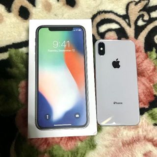 iPhone X Silver 256GB SIMフリー バッテリー良好(スマートフォン本体)