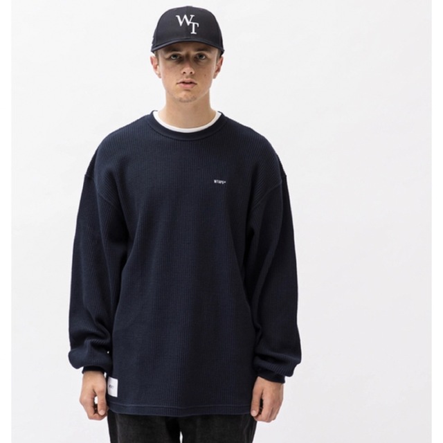 WTAPS WAFFLE LS COTTON LOOSE SIGN ネイビー L