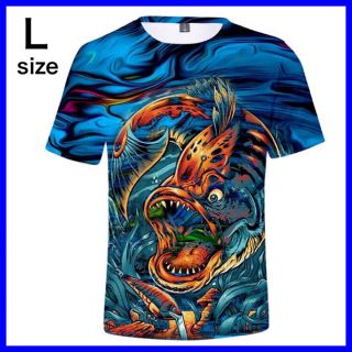 フィッシング　Tシャツ　ブラックバス　 Lサイズ　ブルー　通気性抜群　新品(ウエア)