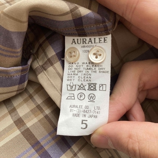 (貴重) サイズ5 18aw AURALEE スーパーライトウールチェックシャツ 9