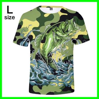 フィッシング　Tシャツ　ブラックバス　 Lサイズ　グリーン　通気性抜群　新品(ウエア)