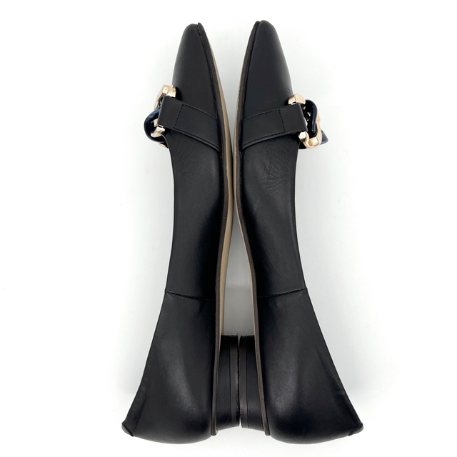 DIANA(ダイアナ)の✨美品✨ ダイアナ 24.5cm フラットパンプス チェーン ブラック 本革 レディースの靴/シューズ(ハイヒール/パンプス)の商品写真