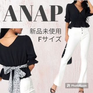 アナップ(ANAP)の【本日限定価格】新品未使用 ANAP バックリボンシャーリングトップス(カットソー(半袖/袖なし))