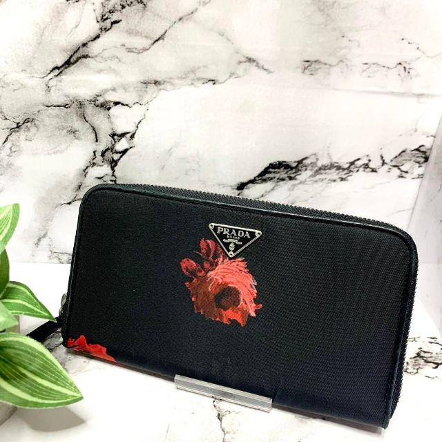 PRADA 花柄 ラウンドファスナー 長財布 4460ファッション小物