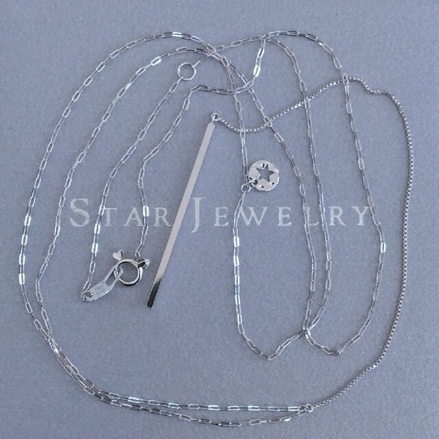STAR JEWELRY - スタージュエリー K10 WG ロング ネックレス バー Y字