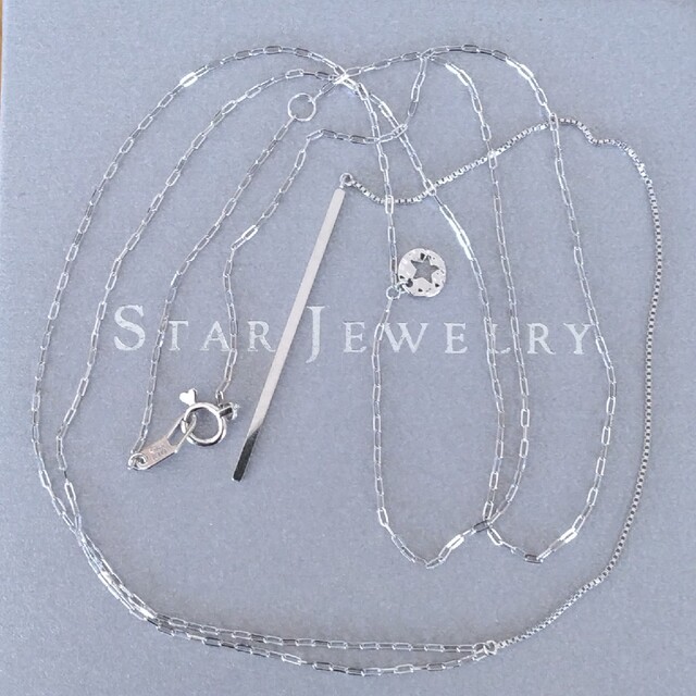 STAR JEWELRY(スタージュエリー)のスタージュエリー K10 WG ロング ネックレス バー Ｙ字 デザイン 美品 レディースのアクセサリー(ネックレス)の商品写真