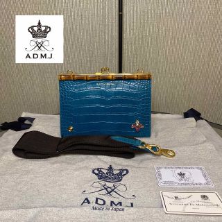 希少モデル✨ A.D.M.J. ハンドバッグ クロコ型押し ロゴ金具 ブラック