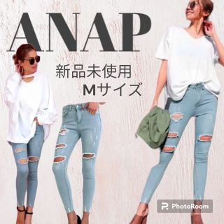 アナップ(ANAP)の【本日限定価格】新品未使用ANAP美脚 ダメージ加工スキニーデニムパンツ(デニム/ジーンズ)