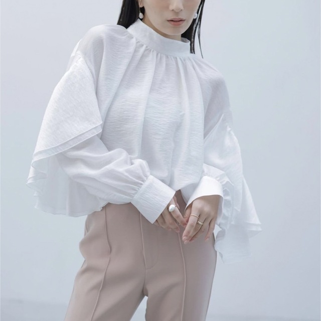フリルデザインシアーブラウス white anuans 最高の www