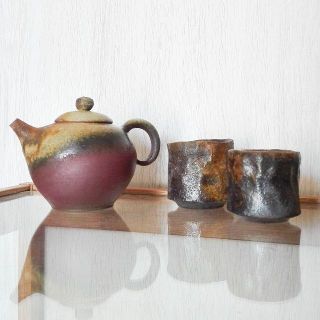 台湾茶器 莉縈さん 柴燒壺★茶壺 作家物 茶壷 急須 ティーポット　中国茶(タンブラー)