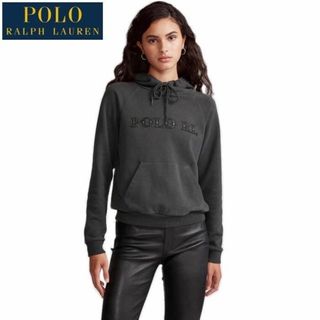 ポロラルフローレン(POLO RALPH LAUREN)のレア 美品 US Ｍ ポロ ラルフローレン 裏毛 スタッズ ロゴ パーカー(パーカー)