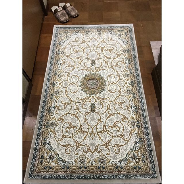 144万ノット、立体柄 ！本場 イラン産 絨毯！70×120cm-202511-