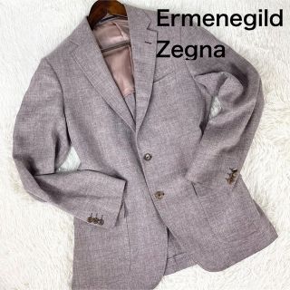 エルメネジルドゼニア(Ermenegildo Zegna)の【大人の風格☆】ゼニア　ジャケット　麻　シルク混　50 Lサイズ　ワインレッド系(テーラードジャケット)