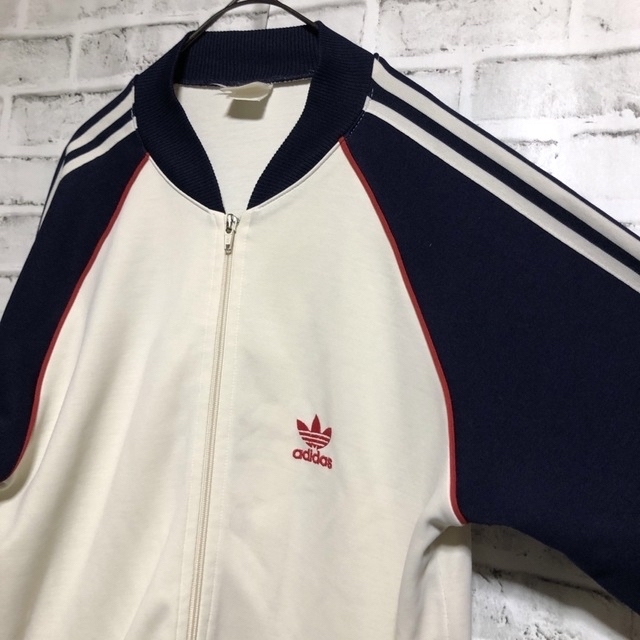 70s】adidasトラックジャケットビンテージ刺繍トレフォイル　ラグラン