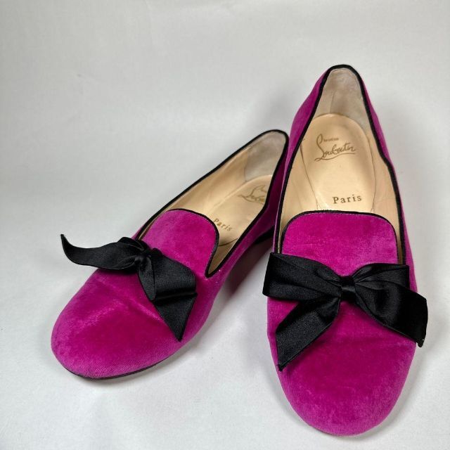 Christian Louboutin リボン フラットシューズ レッドソール 新作から