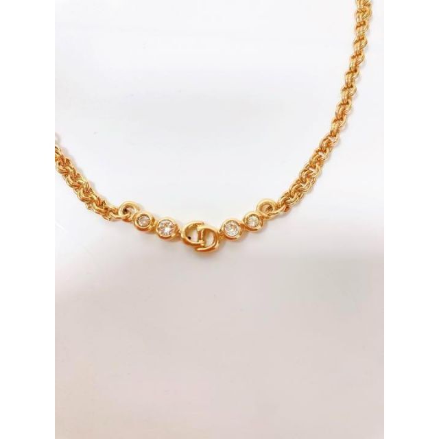 美品 Dior ディオール ネックレス ロゴ ラインストーン ゴールド 【超