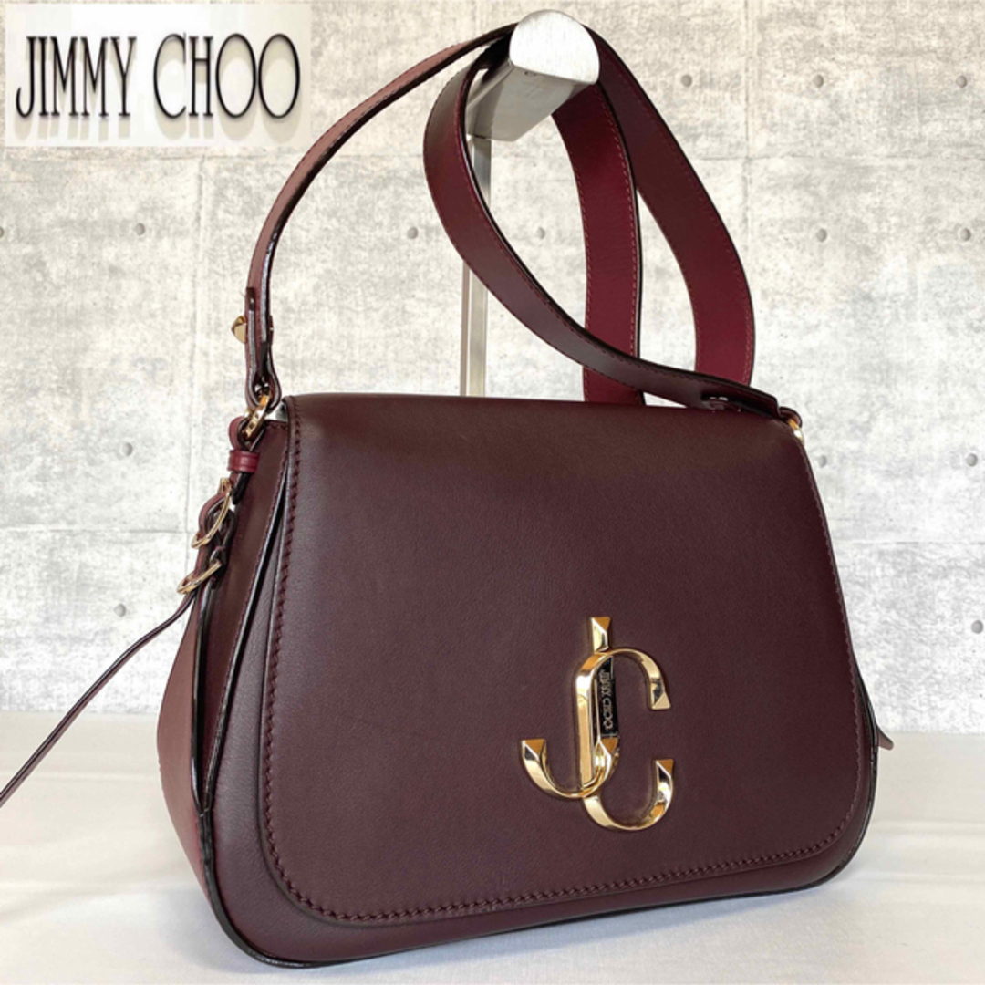 jimmy choo ベルベット　ボルドー　ショルダーバッグ