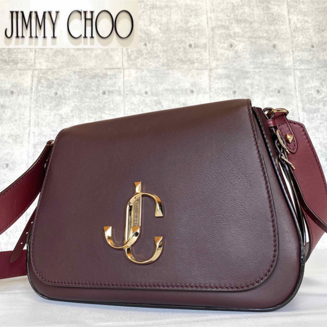 jimmy choo ベルベット　ボルドー　ショルダーバッグ