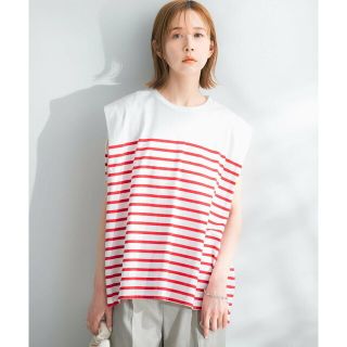 アーバンリサーチロッソ(URBAN RESEARCH ROSSO)の【wht×red】タックスリーブパネルボーダーTシャツ(カットソー(長袖/七分))