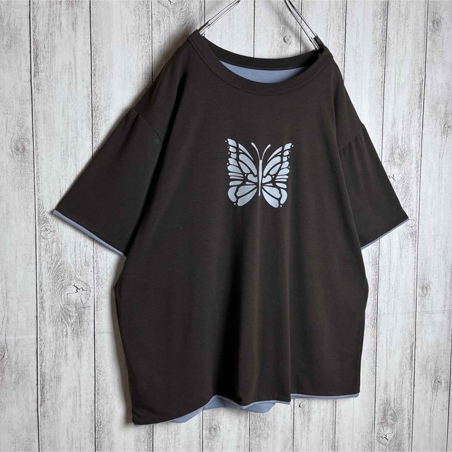 【即完売注意】ニードルス☆センタープリントロゴ入りTシャツ 蝶々 バタフライ