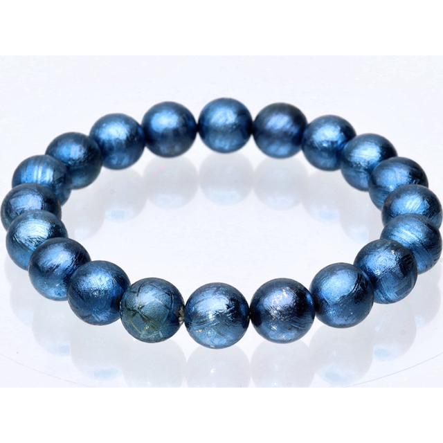 天然石ブレスレット ギベオン 隕石 メテオライト /ブルー/ラウンド/約10mm