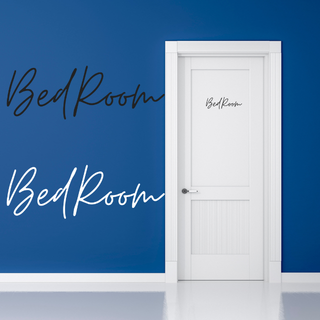 BedRoom ブラック 寝室 ベッドルーム ドアステッカー 筆記体 シール(その他)