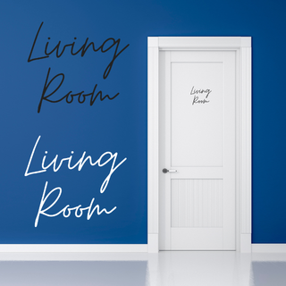 Living Room リビング ホワイト ドアステッカー 筆記体 シール(その他)