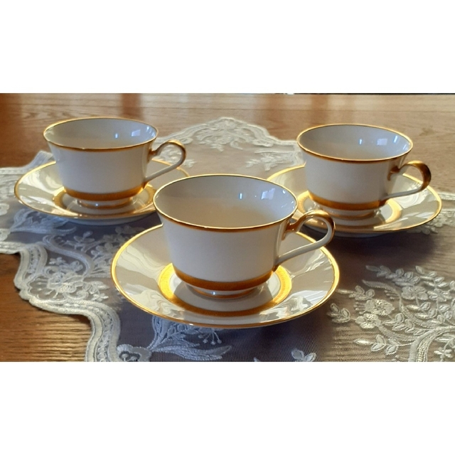 Noritake ノリタケ アイボリーチャイナ カップ&ソーサー 3客 新品