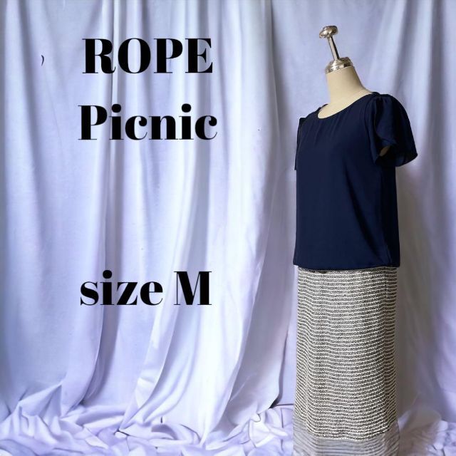 Rope' Picnic(ロペピクニック)のROPE Picnic フレンチスリーブ ドッキングワンピース　M レディースのワンピース(ひざ丈ワンピース)の商品写真