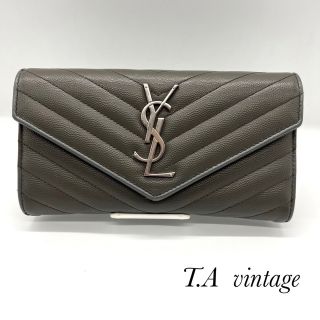 サンローラン(Saint Laurent)の美品！サンローラン　パリ　YSL  長財布　グレー(財布)